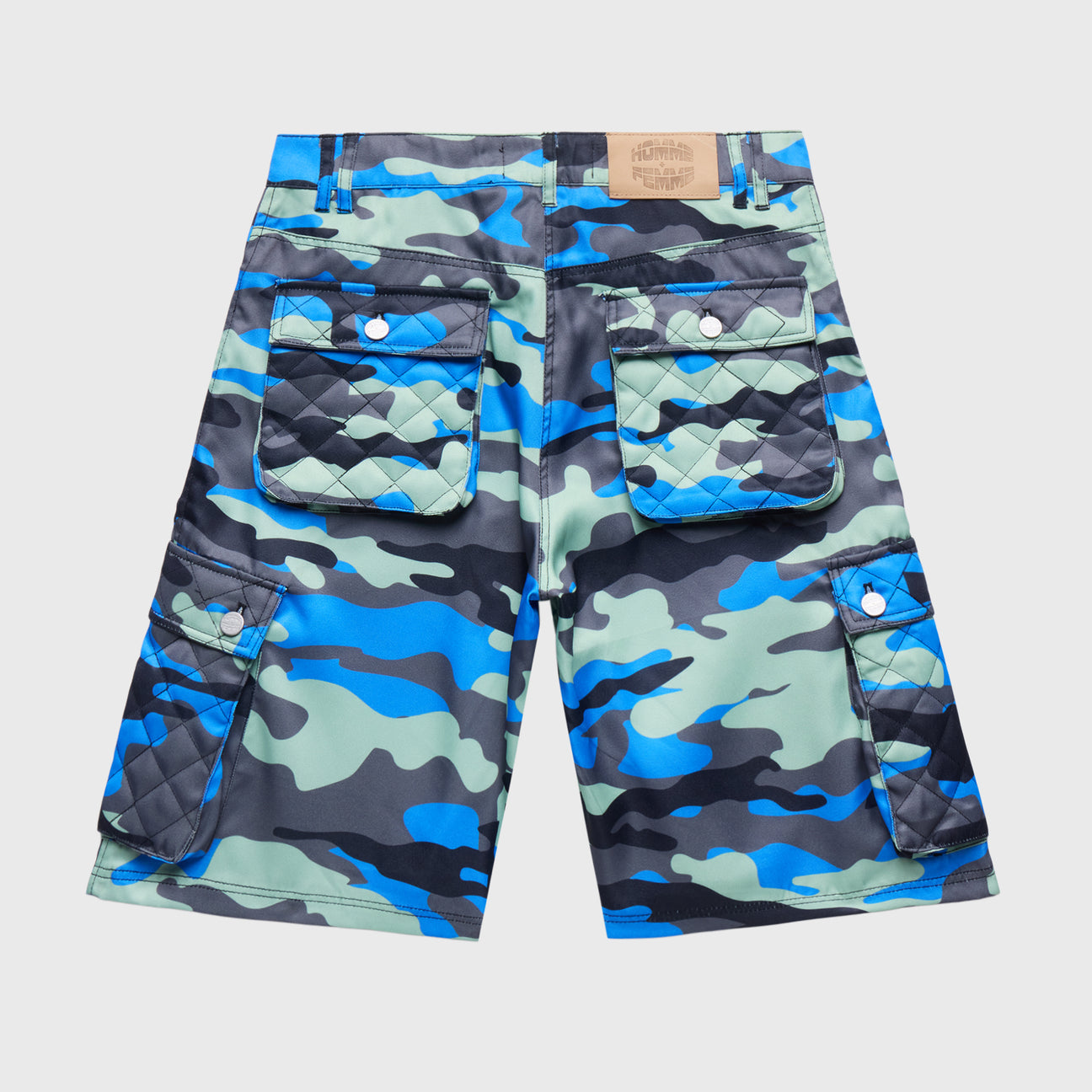 Homme + Femme Echo Cargo Blue Camo Shorts