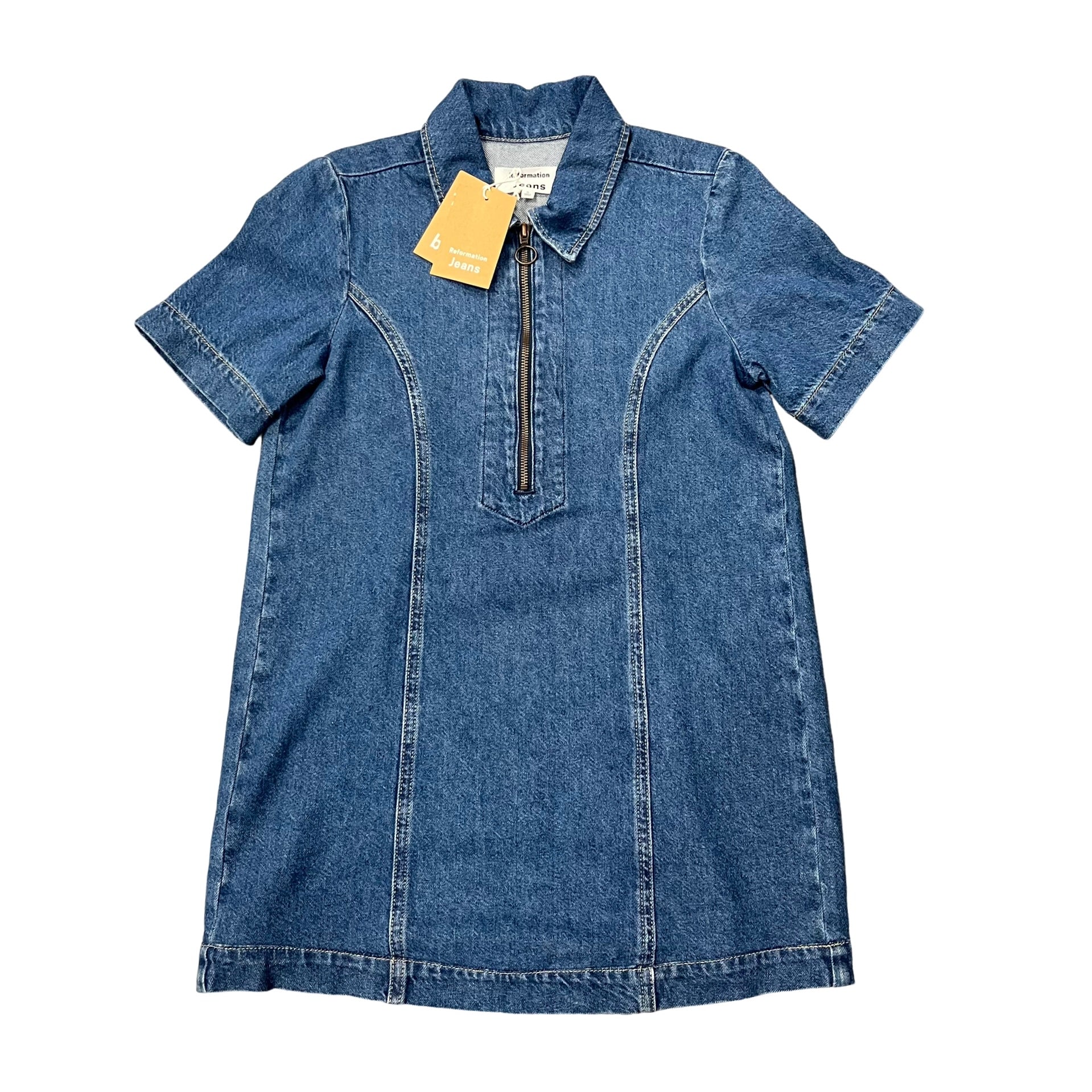 reformation denim dress mini Reformation Loeb Denim Dress – TatteredTrading