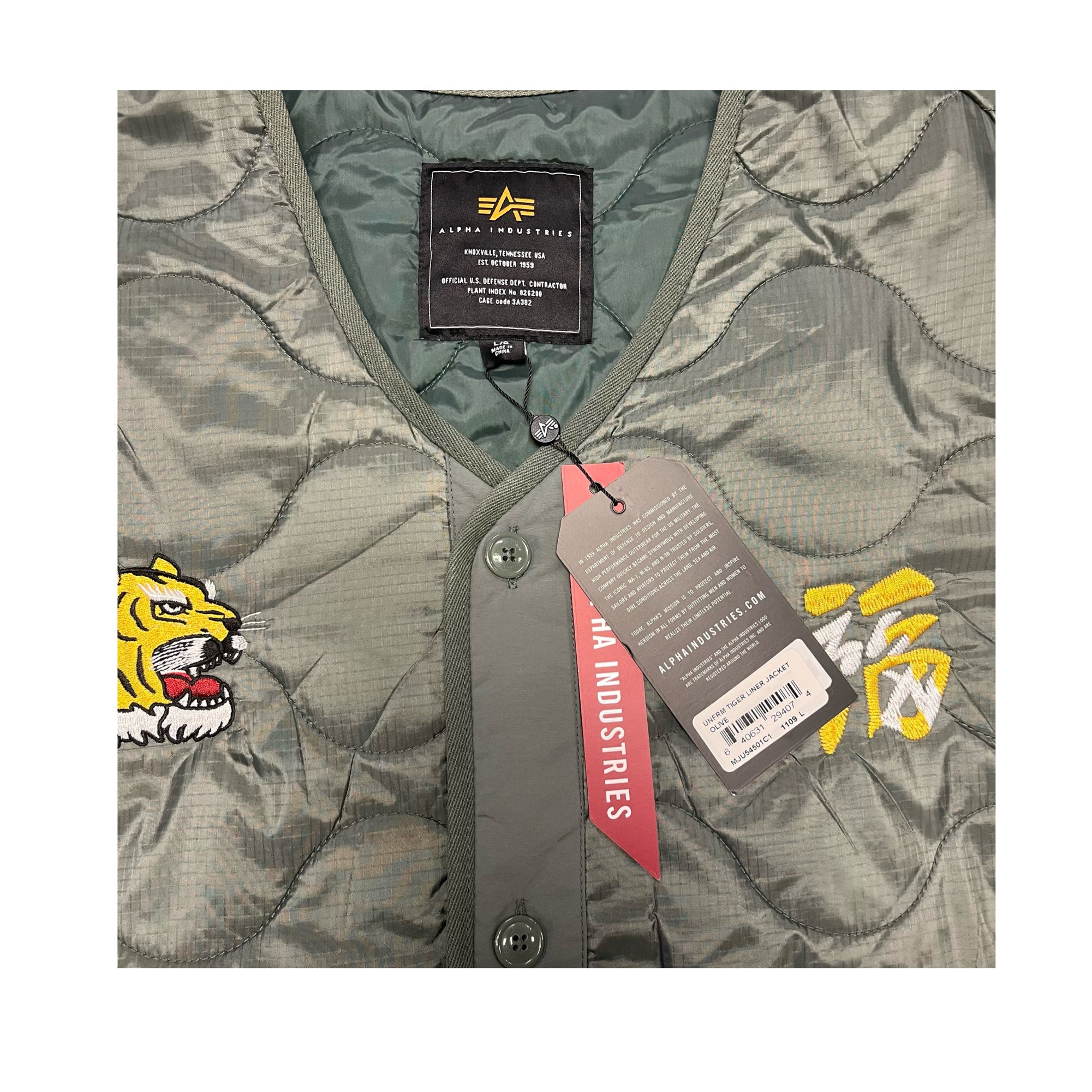 Alpha Industries Quilted Jacket with Tiger Embroidery