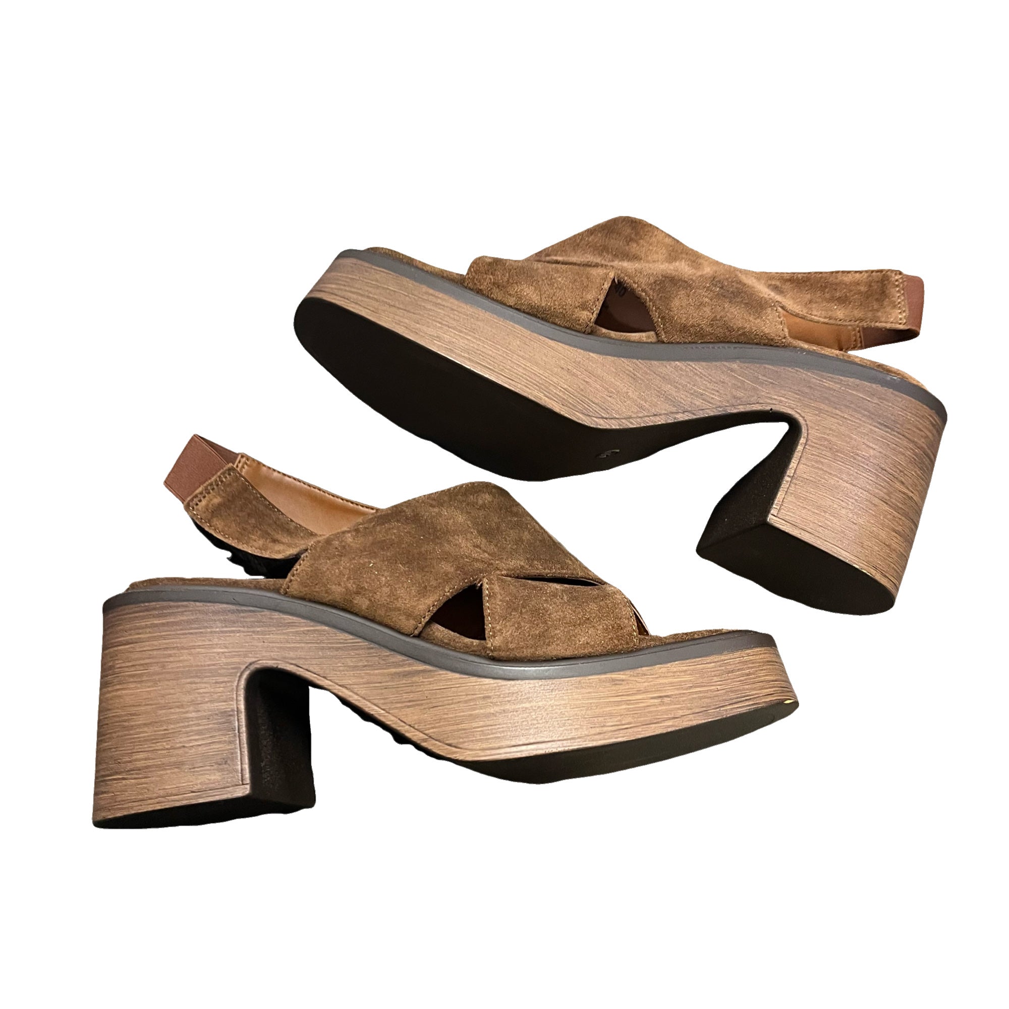 Free People Cora Platform Clogs in Cognac Suede