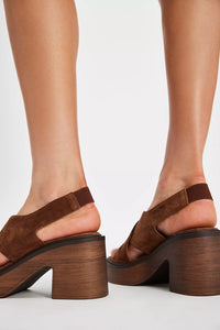 Free People Cora Platform Clogs in Cognac Suede