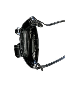 Hanwen Studio Leah Pockets Saddle Purse in Black