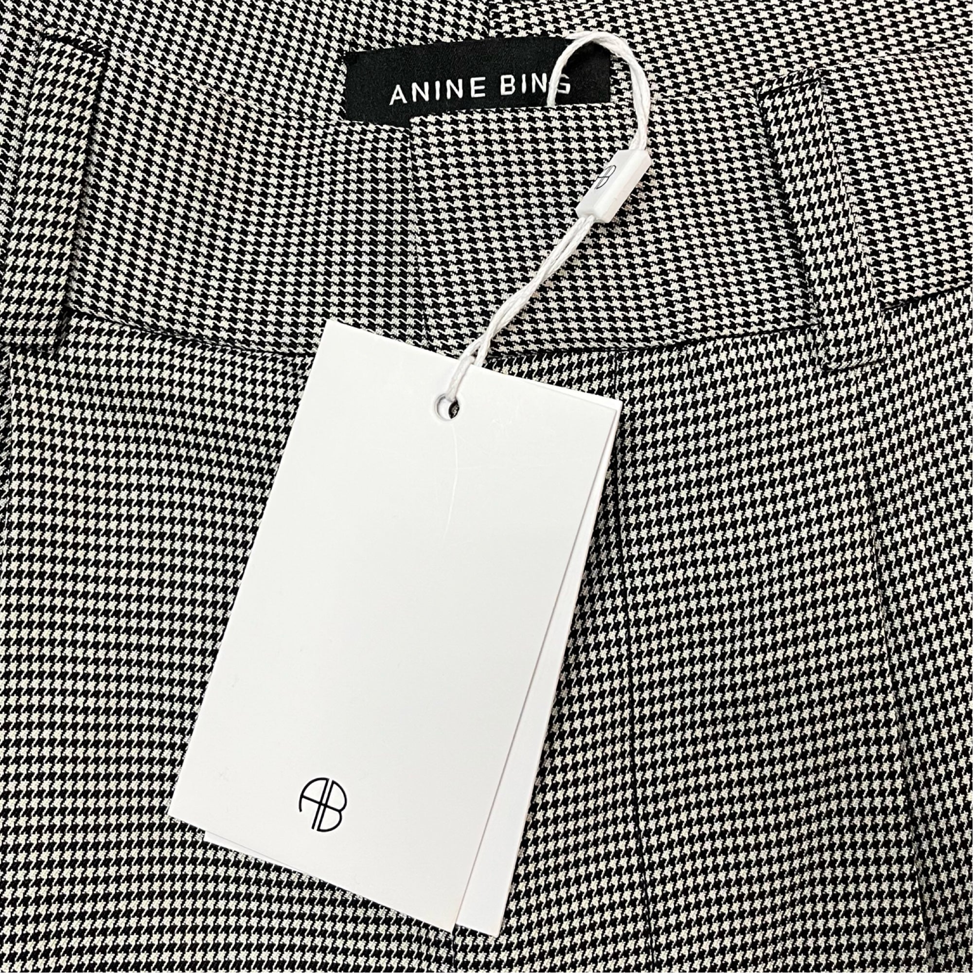 Anine Bing Carrie Pleated Houndstooth Wool-Blend Shorts