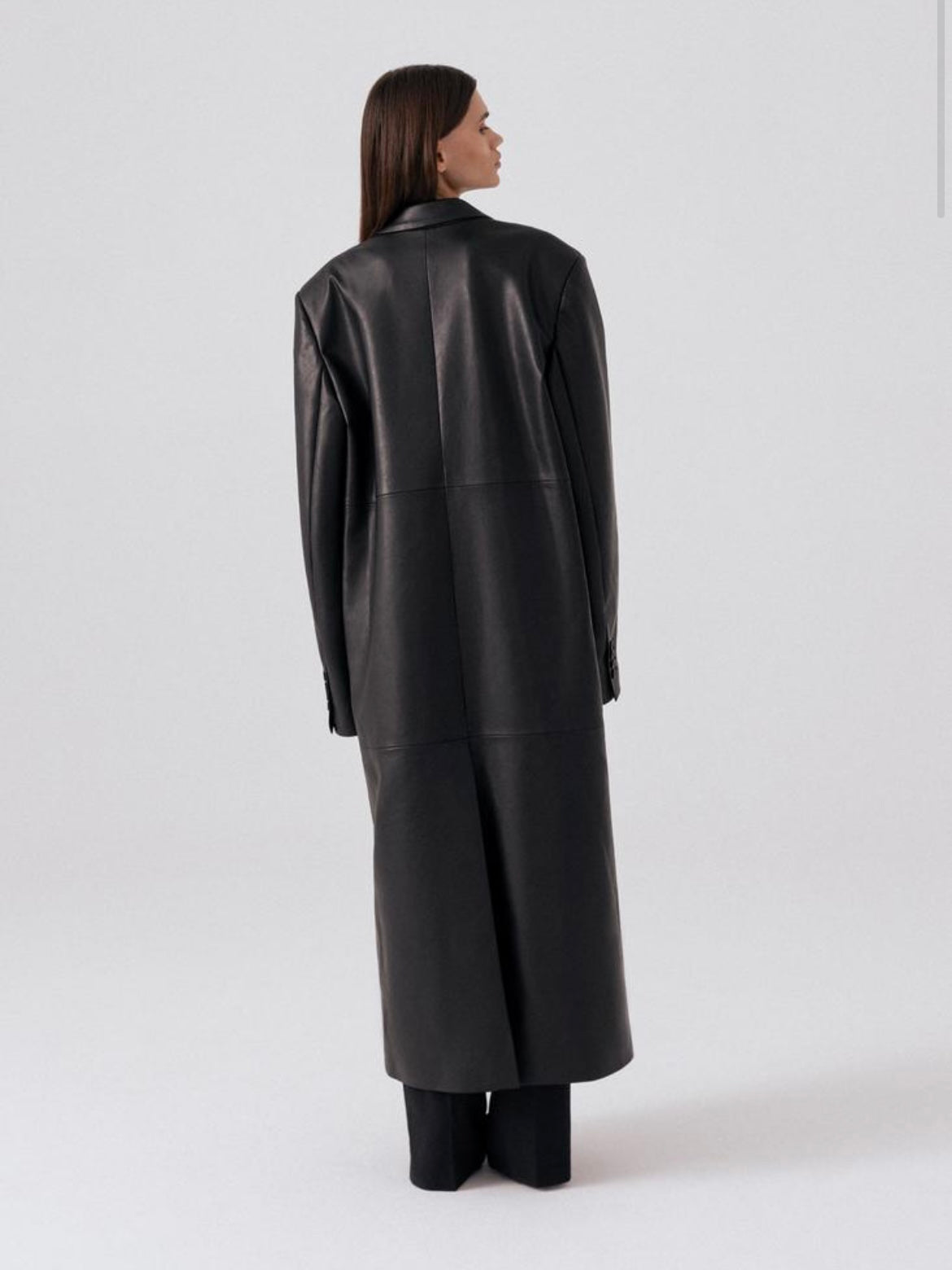 Bazilika Faux Leather Oversized Maxi Coat