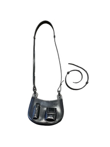 Hanwen Studio Leah Pockets Saddle Purse in Black