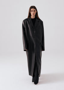 Bazilika Faux Leather Oversized Maxi Coat