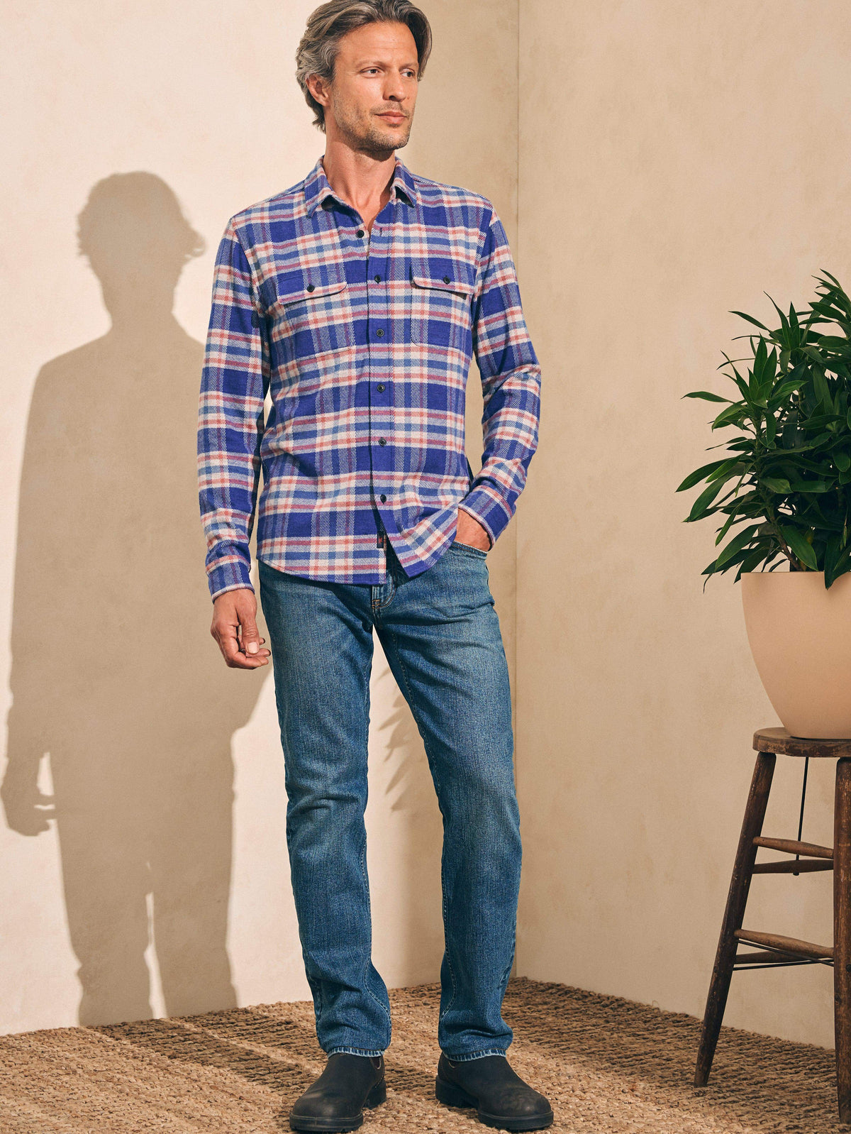 Faherty Legend™ Sweater Shirt - Navy Skyline Plaid