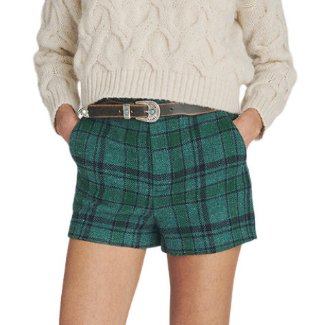 Roy Rogers Herringbone Check Wool Shorts