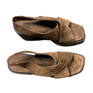 Free People Cora Platform Clogs in Cognac Suede