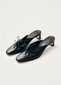 Alohas AMAR BLACK LEATHER MULES