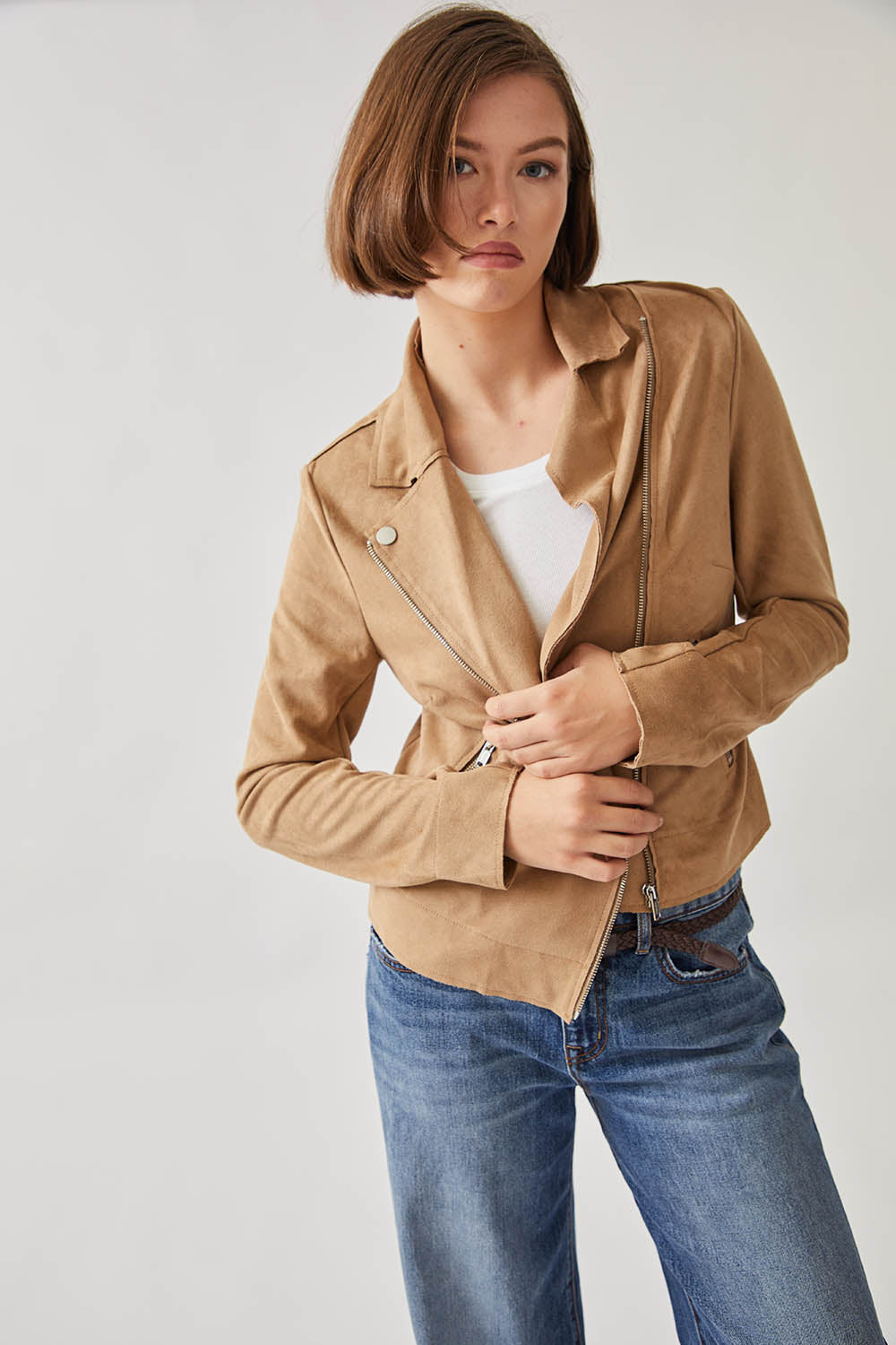 Level 99 Maeve Faux Suede Moto Jacket