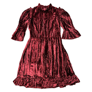 BATSHEVA Ruffled Plissé Cotton-Velvet Mini Dress