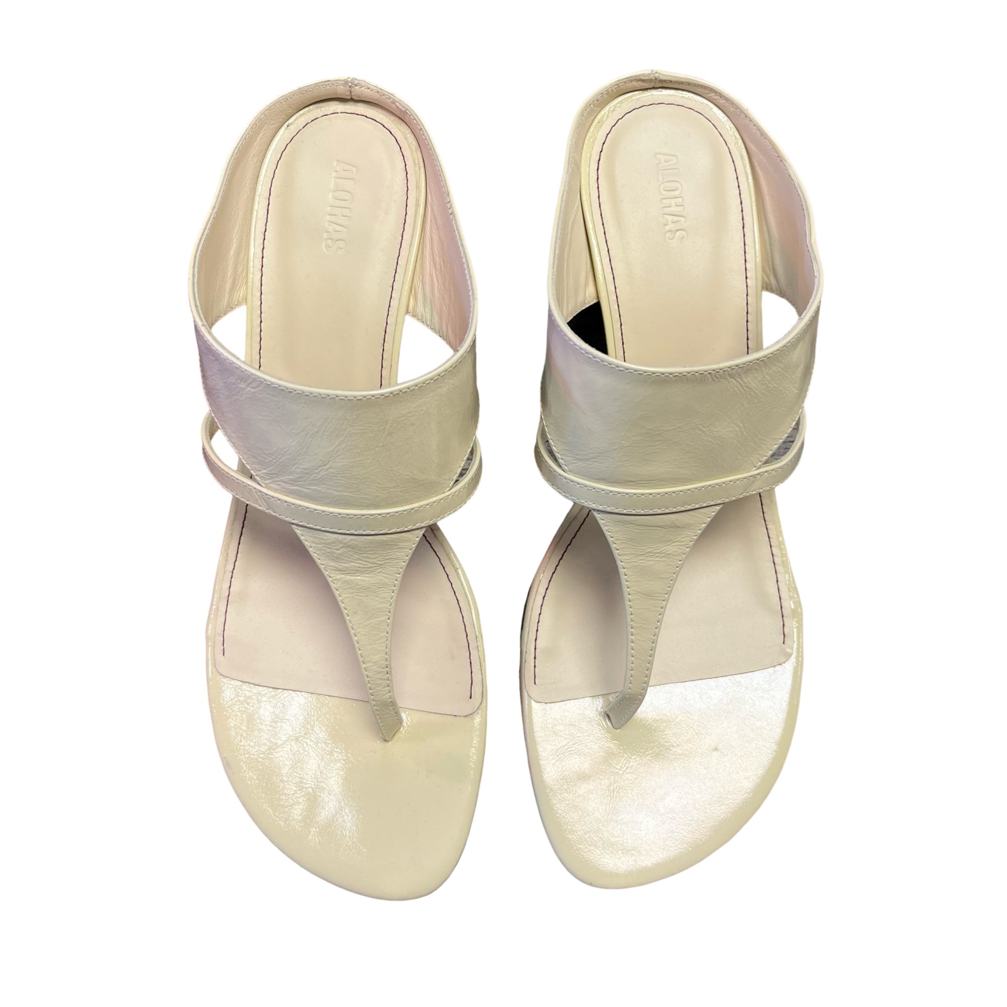 ALOHAS DYSTARIA ONIX WHITE LEATHER SANDALS